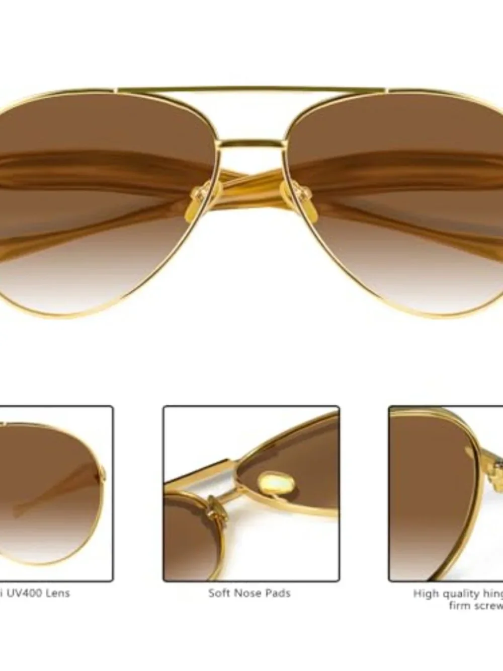 BRAND NEW Retro Gold Aviator Sunglasses for Women Men